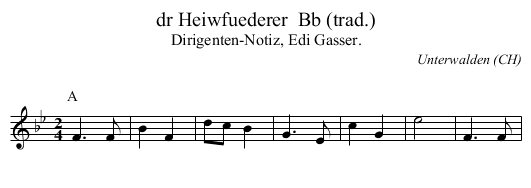 dr Heiwfuederer  Bb (trad.) - staff notation