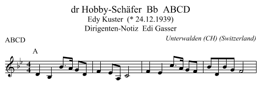dr Hobby-Schäfer  Bb  ABCD - staff notation