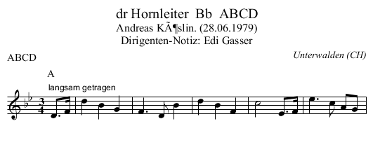 dr Hornleiter  Bb  ABCD - staff notation