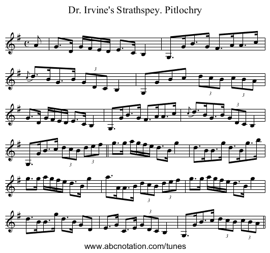 Dr. Irvine's Strathspey. Pitlochry - staff notation