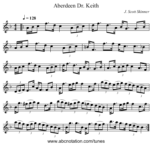 Dr. Keith, Aberdeen - staff notation