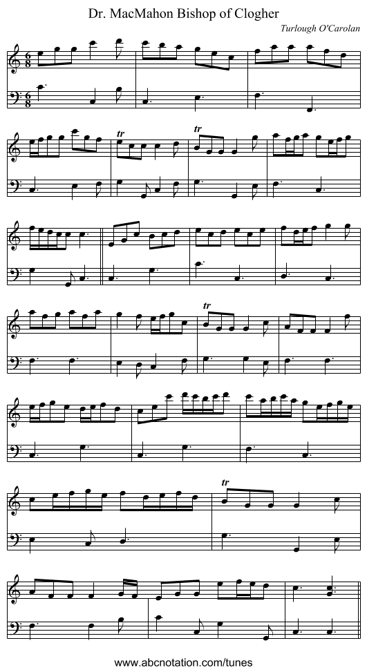 Dr. MacMahon Bishop of Clogher - staff notation