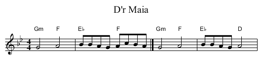 D'r Maia - staff notation