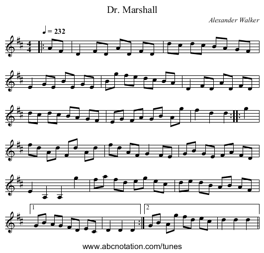 Dr. Marshall - staff notation