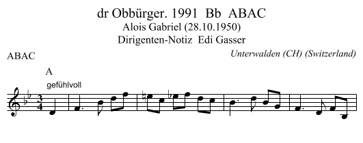 dr Obbürger. 1991  Bb  ABAC - staff notation