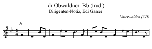 dr Obwaldner  Bb (trad.) - staff notation