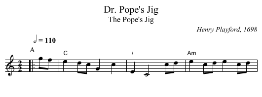 Dr. Pope's Jig - staff notation