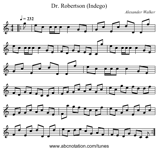 Dr. Robertson (Indego) - staff notation