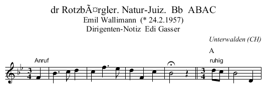 dr RotzbÃ¤rgler. Natur-Juiz.  Bb  ABAC - staff notation