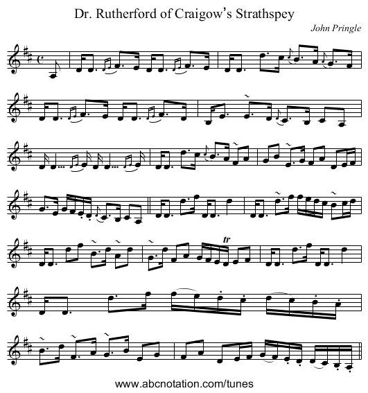 Dr. Rutherford of Craigow’s Strathspey - staff notation