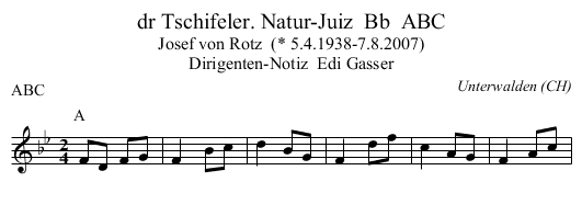 dr Tschifeler. Natur-Juiz  Bb  ABC - staff notation