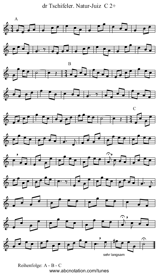 dr Tschifeler. Natur-Juiz  C 2+ - staff notation