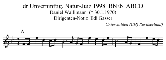 dr Unverninftig. Natur-Juiz 1998  BbEb  ABCD - staff notation