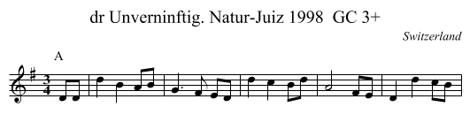 dr Unverninftig. Natur-Juiz 1998  GC 3+ - staff notation