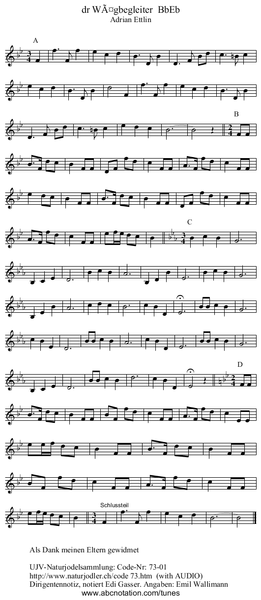 dr Wägbegleiter BbEb - staff notation