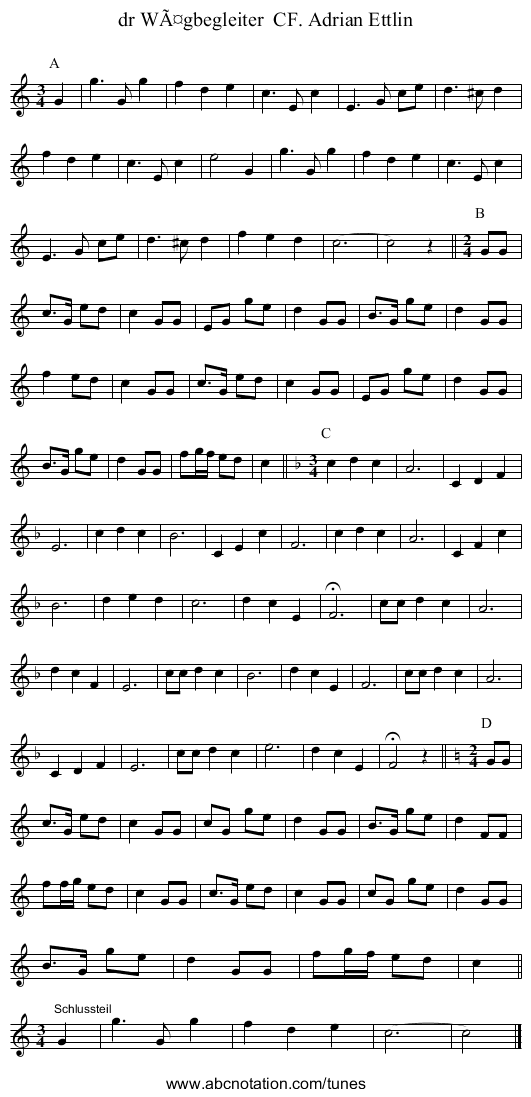 dr Wägbegleiter CF. Adrian Ettlin - staff notation