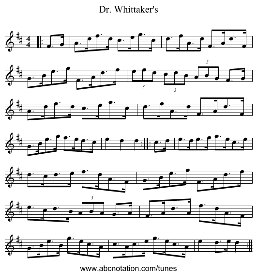 Dr. Whittaker's - staff notation