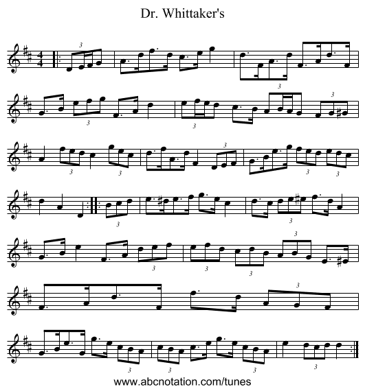 Dr. Whittaker's - staff notation