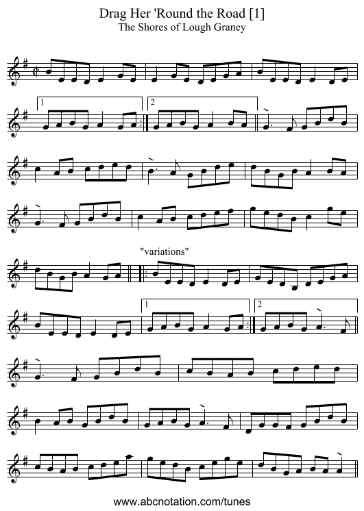 Drag Her 'Round the Road [1] - staff notation