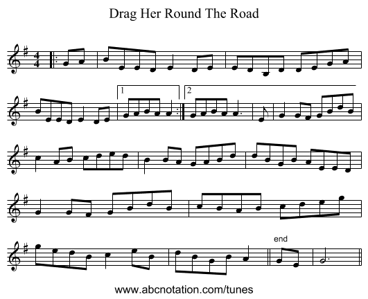 Drag Her Round The Road - staff notation