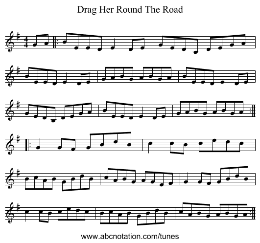 Drag Her Round The Road - staff notation