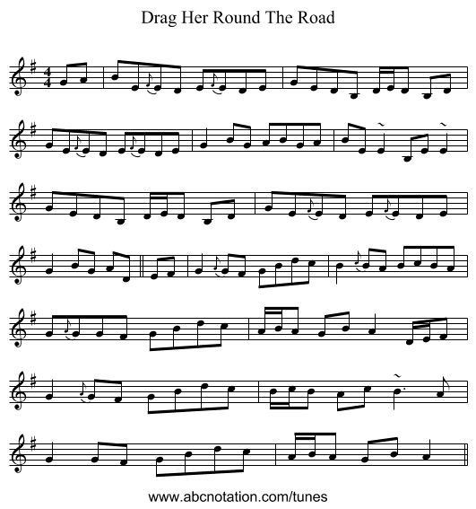 Drag Her Round The Road - staff notation