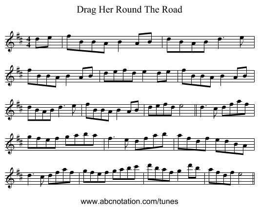 Drag Her Round The Road - staff notation