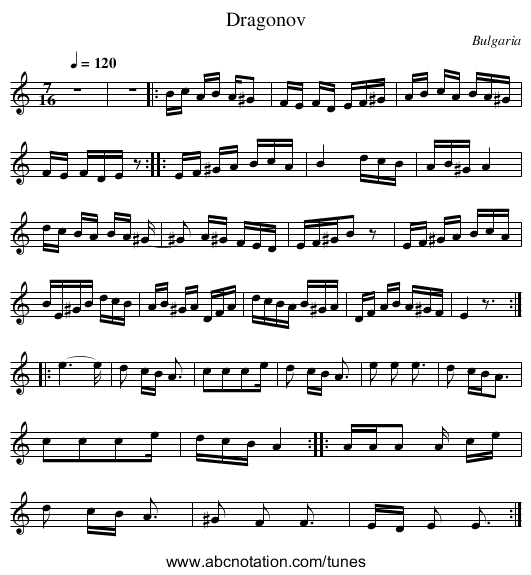 Dragonov - staff notation