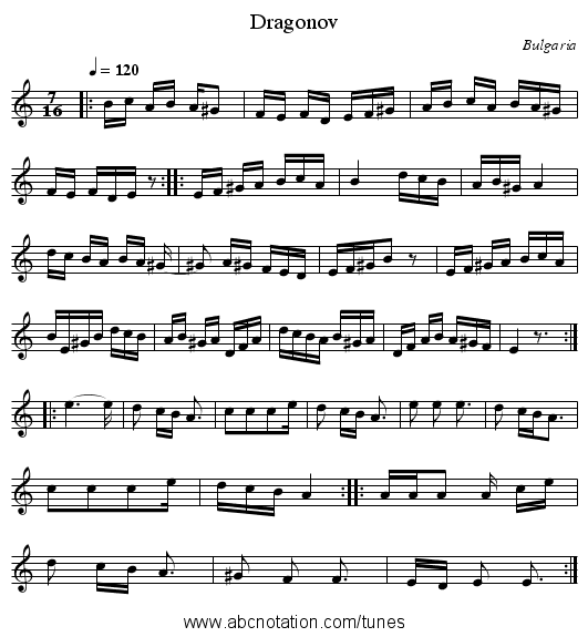 Dragonov - staff notation
