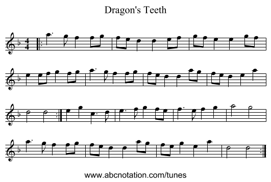 Dragon's Teeth - staff notation