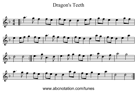Dragon's Teeth - staff notation