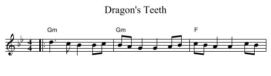 Dragon's Teeth - staff notation