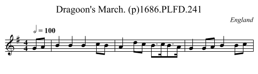 Dragoon's March. (p)1686.PLFD.241 - staff notation