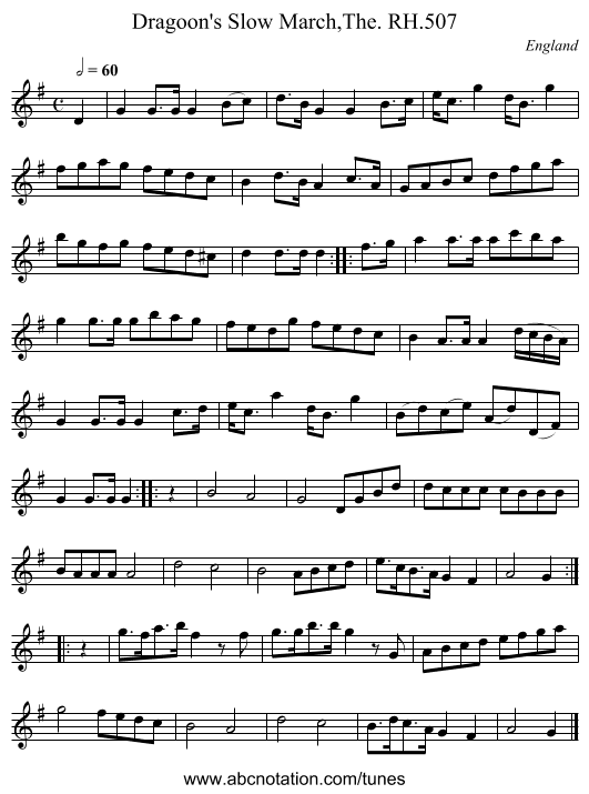 Dragoon's Slow March,The. RH.507 - staff notation
