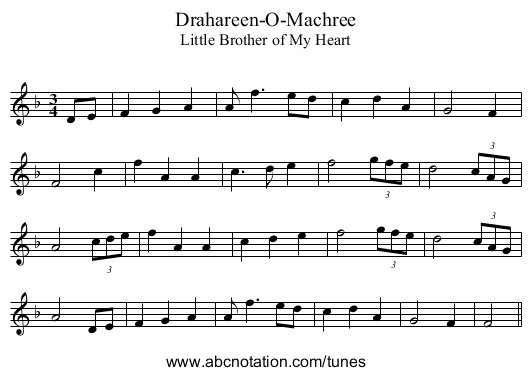 Drahareen-O-Machree - staff notation