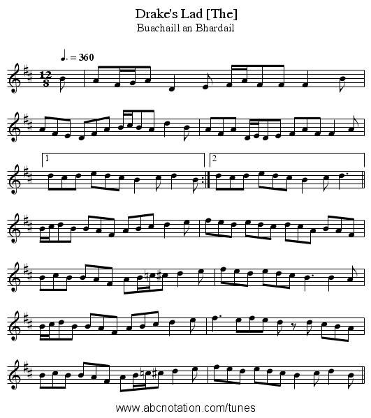 Drake's Lad [The] - staff notation
