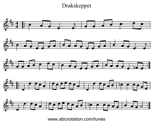 Drakskeppet - staff notation
