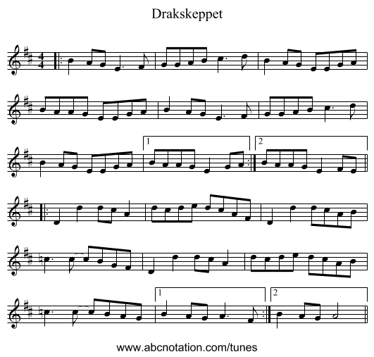 Drakskeppet - staff notation