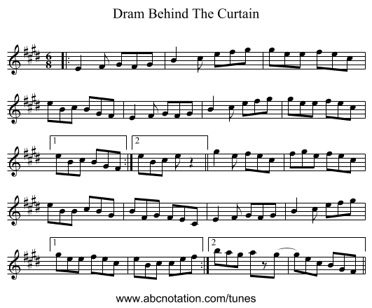 Dram Behind The Curtain - staff notation