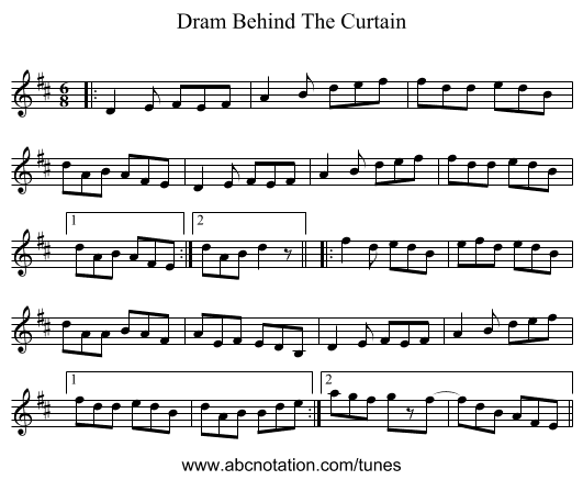 Dram Behind The Curtain - staff notation