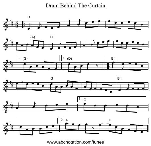 Dram Behind The Curtain - staff notation