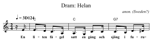 Dram: Helan - staff notation