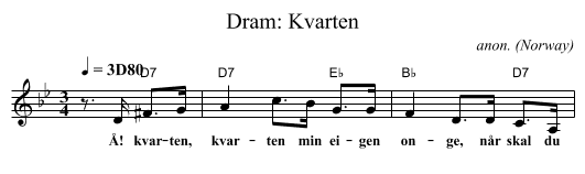 Dram: Kvarten - staff notation