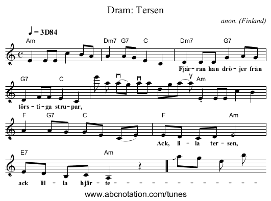 Dram: Tersen - staff notation