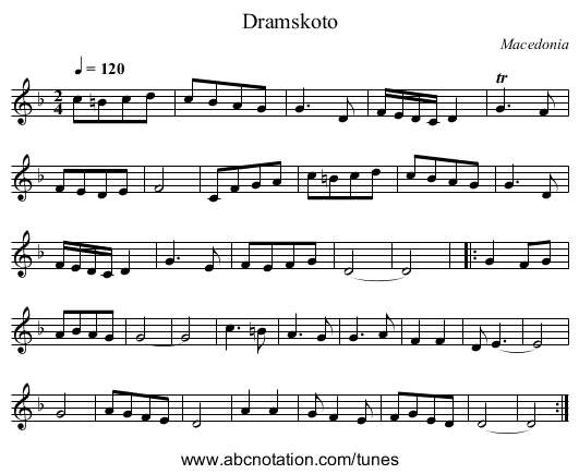 Dramskoto - staff notation