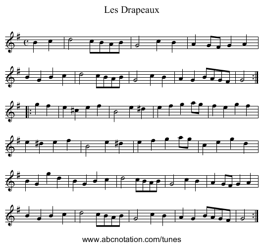 Drapeaux, Les - staff notation