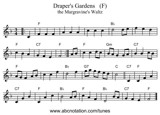 Draper's Gardens   (F) - staff notation