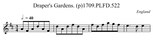 Draper's Gardens. (p)1709.PLFD.522 - staff notation