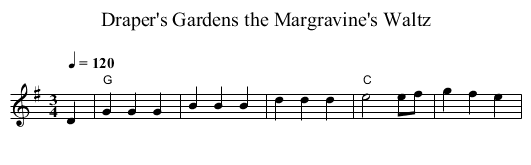 Draper's Gardens the Margravine's Waltz - staff notation