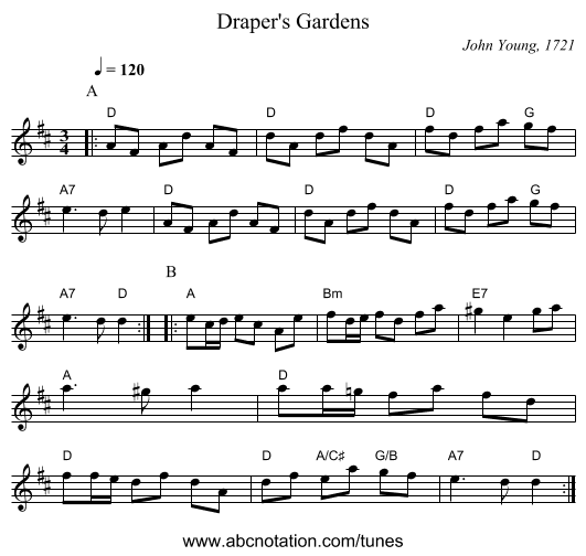 Draper's Gardens - staff notation